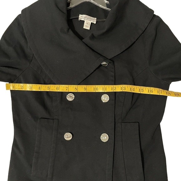 St John Sport Jacket Size Small Black Pea Coat Double Breasted Designer… - Picture 6 of 11